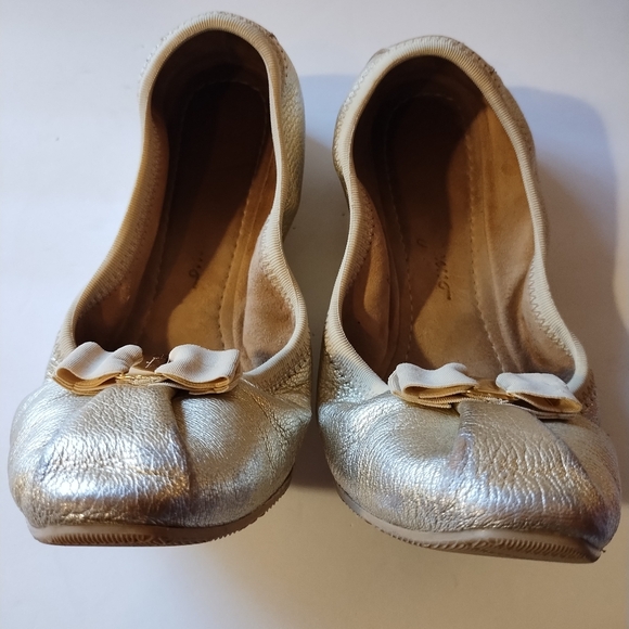 Salvatore Ferragamo Platino (Gold) Leather My Joy Ballet Slip-On Flats Size 7.5 - Picture 4 of 16